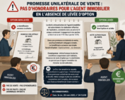 PROMESSE UNILATERALE DE VENTE : PAS DE REMUNERATION DE L’AGENT IMMOBILIER EN L’ABSENCE DE LEVEE D’OPTION